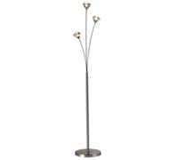 Harper Living 3 Light Floor Lamp Satin Nickel Finish Clear Glass Shades In Light Grey Light Grey