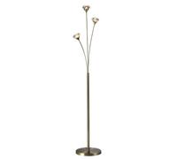 Harper Living 3 Light Floor Lamp, Uk Plug Included, Antique Brass Finish, Clear Glass Shades
