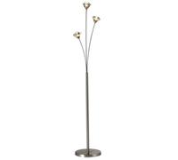Harper Living 3 Light Floor Lamp, Uk Plug Included, Satin Nickel Finish, Clear Glass Shades