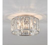 HARPER LIVING 3-Light Flush Ceiling Lights, Crystal Ceiling Lamp Chrome Finish, 3xE14 Cap Type (No Bulbs), 30cm Modern Chandelier Lighting for Bedroom, Kitchen, Hallway, Dining Room