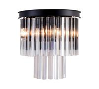 Harper Living 3 Light Flush Wall Light With Decorative Crystals In Black Black One Size