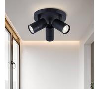 HARPER LIVING 3 Way Spotlights, Black Spot Lights Easily Adjustable, LED Ceiling Light Rotatable GU10 Spotlights Fitting for Bedroom, Living Room, Hallway