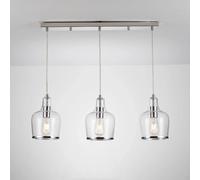 Harper Living 3-Light Pendant Ceiling Light, Chrome With Bubbles Glass Shades In Silver Silver One Size