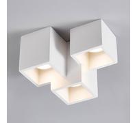 Harper Living 3 Light Plaster Flush Ceiling Light In White White One Size
