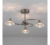 Harper Living 3 Light Semi Flush Ceiling Light Satin Nickel Finish in Light Grey Harper Living Light Grey