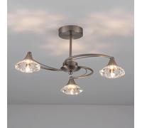 Harper Living 3 Light Semi Flush Ceiling Light Satin Nickel Finish in Light Grey Harper Living Light Grey