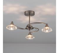 Harper Living 3 Light Semi Flush Ceiling Light Satin Nickel Finish In Light Grey Light Grey