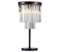 Harper Living 3 Light Table Lamp With Decorative Crystals Surrounding Light In Black Black