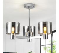 Harper Living 3 Lights Chandeliers Ceiling Light, Chrome Finish Semi Flush Ceiling Lamp With Smoked Glass Shades