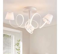 Harper Living 3 Lights Led Chandelier Ceiling Light, 72Cm Large Semi Flush Mount Ceiling Lamp With 3 Fabric Shades, 32 W 2000Lm