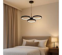 Harper Living 3 Ring Led Pendant Light 18W 1050Lm Dimmable Black Adjustable 48Cm Black