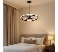 Harper Living 3 Ring Led Pendant Light 35W 2050Lm Dimmable Adjustable Height Black Black One Size
