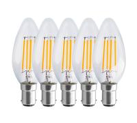 Harper Living 4.5 Watts B15 Sbc Small Bayonet Led Light Bulb Clear Candle Warm White Dimmable, Pack Of 5 Clear One Size