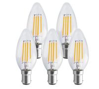 Harper Living 4.5 Watts B15 Sbc Small Bayonet Led Light Bulb Clear Candle Warm White Dimmable, Pack Of 5 Clear One Size