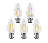 Harper Living 4.5 Watts B22 Bc Bayonet Led Light Bulb Clear Candle Warm White Dimmable, Pack Of 5