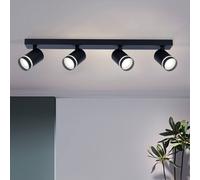HARPER LIVING 4 Way Large Ceiling Spotlights, Balck Spot Lights Rotatable, Modern LED Ceiling Light GU10 Kitchen Spotlights Fitting for Bedroom Living Room, Bulb not Included