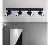 HARPER LIVING 4 Way Large Spotlights, Black Spot Lights, LED Ceiling Light Rotatable GU10 Ceiling Spotlights Fitting for Bedroom, Living Room, Hallway, Lounge, Bulb not Included