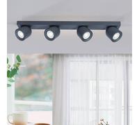 HARPER LIVING 4 Way Ceiling Spotlights, Grey Spot Lights Easily Adjustable, LED Ceiling Light Rotatable GU10 Ceiling Spotlights Fitting for Bedroom, Living Room, Hallway, Bulb not Included