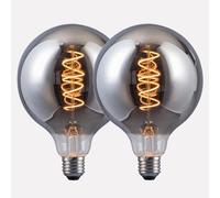 Harper Living 4 Watts G125 E27 Led Bulb Smoked Globe Warm White Dimmable, Pack Of 2