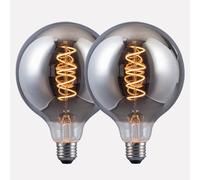 Harper Living 4 Watts G125 E27 Led Bulb Smoked Globe Warm White Dimmable, Pack Of 2 In Dark Grey Dark Grey One Size