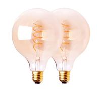 Harper Living 4 Watts G125 E27 LED Bulb Vintage Globe Warm White Dimmable, Pack of 2 in Amber Harper Living Amber
