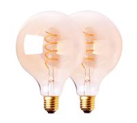 Harper Living 4 Watts G125 E27 Led Bulb Vintage Globe Warm White Dimmable, Pack Of 2 In Amber Amber One Size