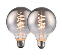 Harper Living 4 Watts G95 E27 Led Bulb Smoked Globe Warm White Dimmable, Pack Of 2 In Dark Grey Dark Grey One Size
