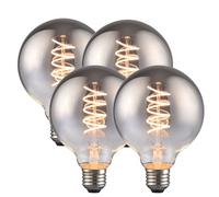 Harper Living 4 Watts G95 E27 Led Bulb Smoked Globe Warm White Dimmable, Pack Of 4 In Dark Grey Dark Grey One Size