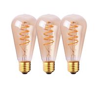 Harper Living 4 Watts St64 E27 Led Bulb Vintage Warm White Dimmable, Pack Of 3 In Amber Amber