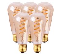 Harper Living 4 Watts St64 E27 Led Bulb Vintage Warm White Dimmable, Pack Of 5 In Amber Amber