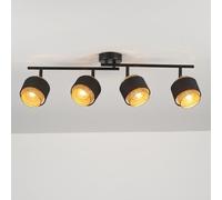 HARPER LIVING 4 Way Ceiling Spotlights, Black & Gold Spot Light Fittings, 4xE14 40W Max, 90°+350° Rotation Heads, Metal Mesh & Fabric Shade Track Lighting Ceiling for Kitchen Living Room Bedroom