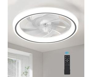 HARPER LIVING 48cm Ceiling Fan with Lights & Remote, 50W 4000LM Dimmable LED 3 Colours Ceiling Fans Lamp, 6 Speeds & Timer Ultra-Quiet Modern Fan Light for Bedroom Living Room Kitchen