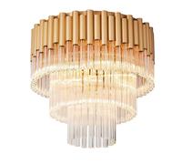 Harper Living 5 Light Gold Flush Ceiling Light With Decorative Glass Rods Gold One Size