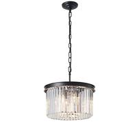 Harper Living 5 Light Pendant Ceiling Light, Decorative Crystal Rings Around Lights In Black Black One Size