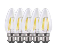 Harper Living 5 Watts B22 Bc Bayonet Led Light Bulb Clear Candle Warm White Dimmable, Pack Of 5 Clear One Size