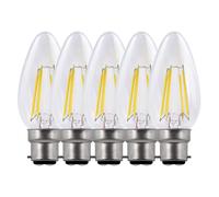 Harper Living 5 Watts B22 BC Bayonet LED Light Bulb Clear Candle Warm White Dimmable, Pack of 5 Harper Living Clear