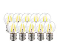 Harper Living 5 Watts B22 Bc Bayonet Led Light Bulb Clear Golf Ball Warm White Dimmable, Pack Of 10 Clear One Size