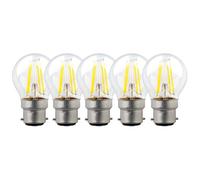 Harper Living 5 Watts B22 Bc Bayonet Led Light Bulb Clear Golf Ball Warm White Dimmable, Pack Of 5 Clear One Size