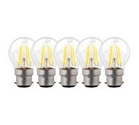 Harper Living 5 Watts B22 Bc Bayonet Led Light Bulb Clear Golf Ball Warm White Dimmable, Pack Of 5 Clear One Size