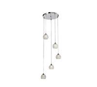 HARPER LIVING 5xG9 Pendant Modern Ceiling Light, Polished Chrome Finish, Glass Shade, Ideal for Living Room, Bedroom, Kitchen, Hallway, Hotel and B&B