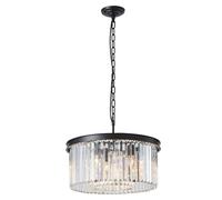 Harper Living 6 Light Pendant Ceiling Light, Decorative Crystal Rings Around Lights In Black Black
