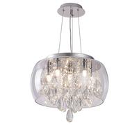 Harper Living 6 Light Pendant Ceiling Light With Large Clear Shade And Crystals Clear