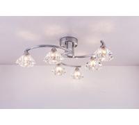 Harper Living Spiral Semi-Flush Ceiling Light 6 Lights Clear Glass Shades Polished Chrome Finish in Metallic Silver Harper Living Metallic Silver