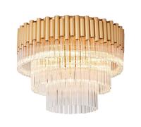 Harper Living 7 Light Gold Flush Ceiling Light With Decorative Glass Rods Gold One Size