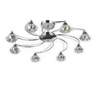 Harper Living 8 Light Semi-Flush Ceiling Light Polished Chrome Finish In Silver Silver One Size