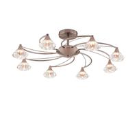 HARPER LIVING 8-Light Modern Chandeliers, Satin Nickel Flush Ceiling Light with Premium Glass Shades, G9 Base, D70cm Large Dimmable Ceiling Lamp for Living Room Bedroom Kitchen, No Bulbs