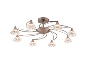HARPER LIVING 8-Light Modern Chandeliers, Satin Nickel Flush Ceiling Light with Premium Glass Shades, G9 Base, D70cm Large Dimmable Ceiling Lamp for Living Room Bedroom Kitchen, No Bulbs