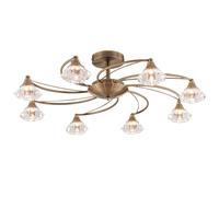 HARPER LIVING 8-Light Modern Chandeliers, Antique Brass Flush Ceiling Light with Premium Glass Shades, G9 Base, D70cm Large Dimmable Ceiling Lamp for Living Room Bedroom Kitchen, No Bulbs