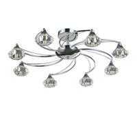 Harper Living 8 Light Semi-Flush Ceiling Light, Polished Chrome Finish, Clear Glass Shades