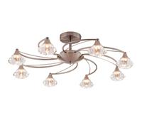 Harper Living 8 Light Semi Flush Ceiling Light Satin Nickel Finish In Light Grey Light Grey